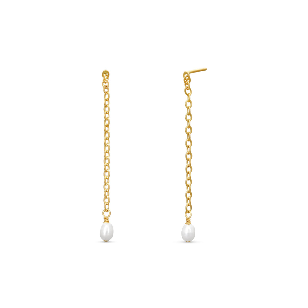 Iris Long Pearl Drop Earrings