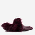 The Izmir Burgundy Patent Leather Natural Fur Women Slipper
