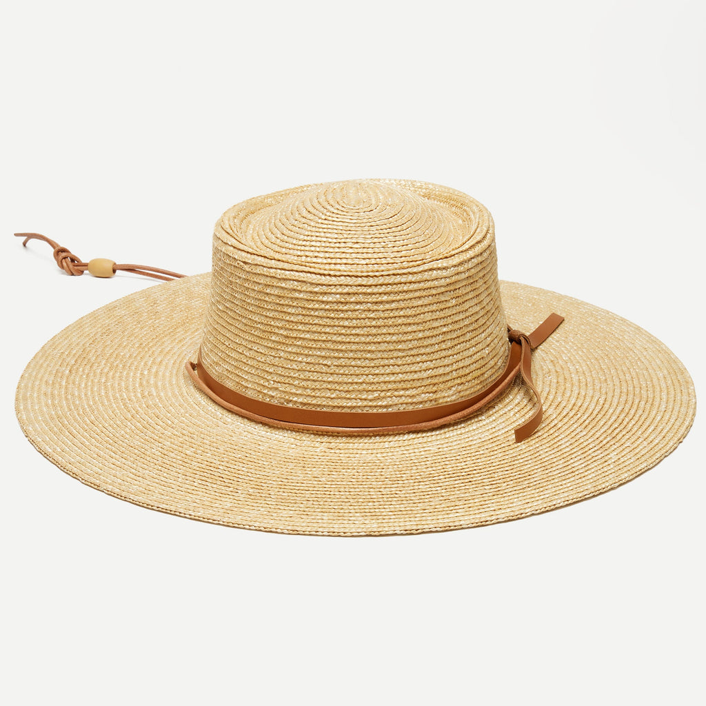 Sage Wheat Straw Boater in Natural