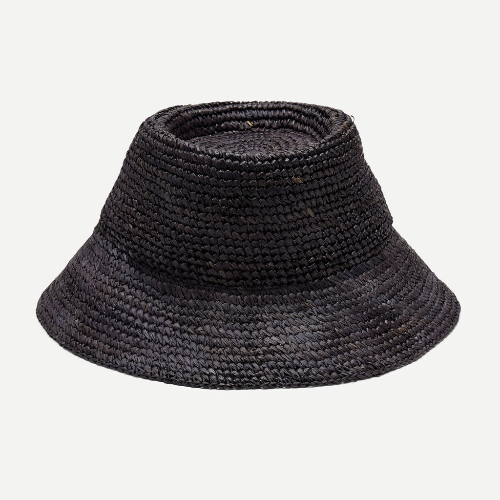 Tali Raffia Bucket in Midnight Blue