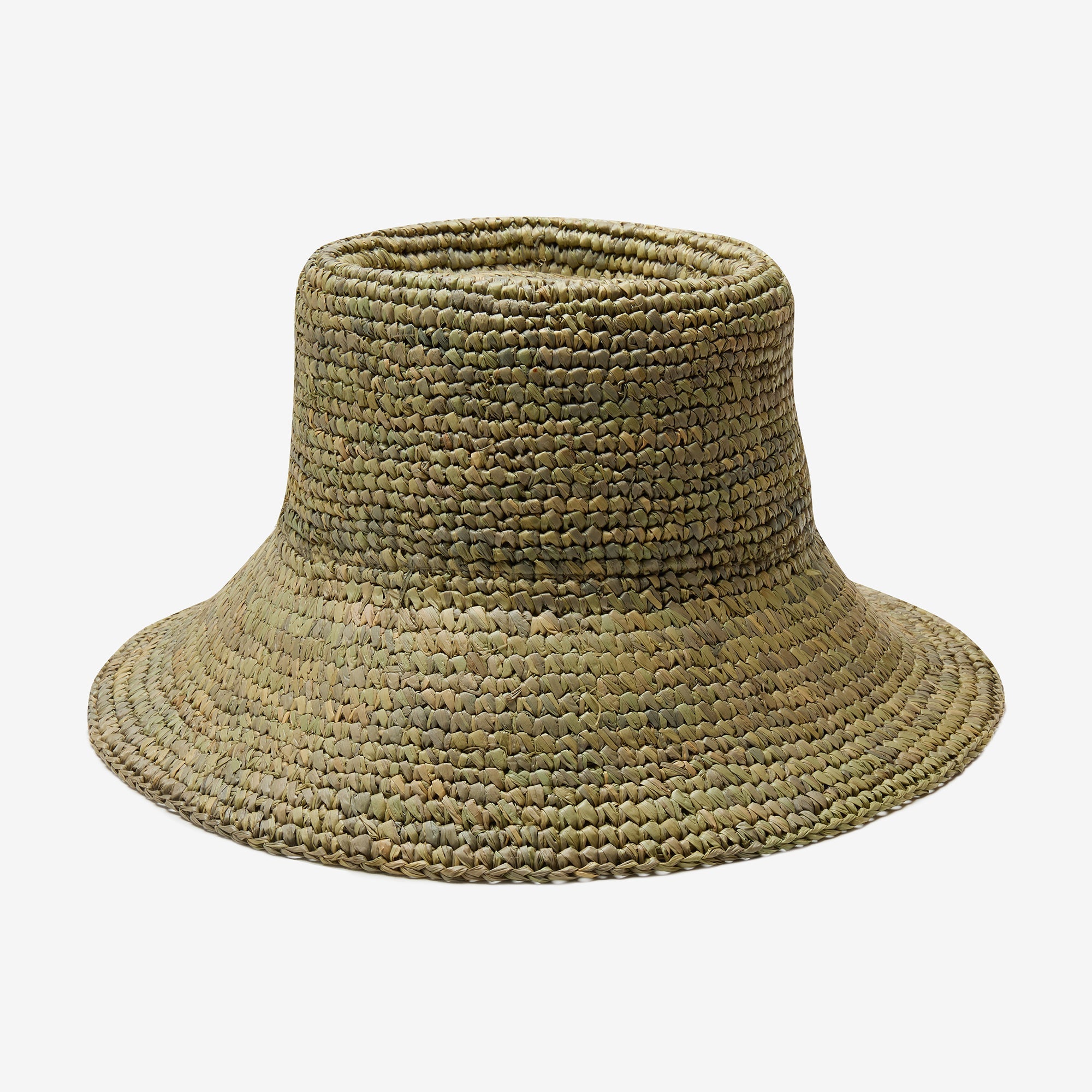 Lolo Raffia Bucket in Green Blue