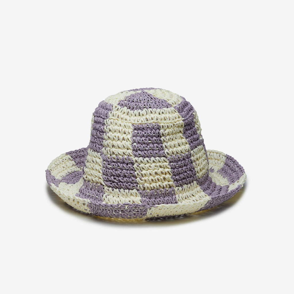 Sadie Paper Straw Bucket in Mauve Ivory
