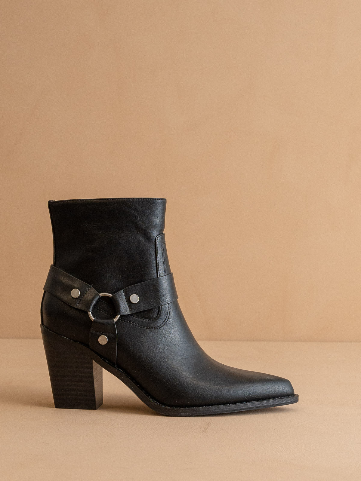 The Jackson | Black Pointed Toe Moto Bootie  *FINAL SALE*