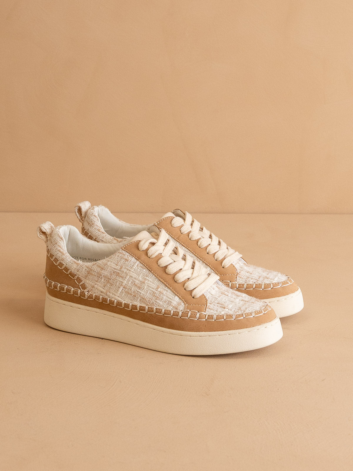 The Janie | Camel Tweed Wrapped Low Tops