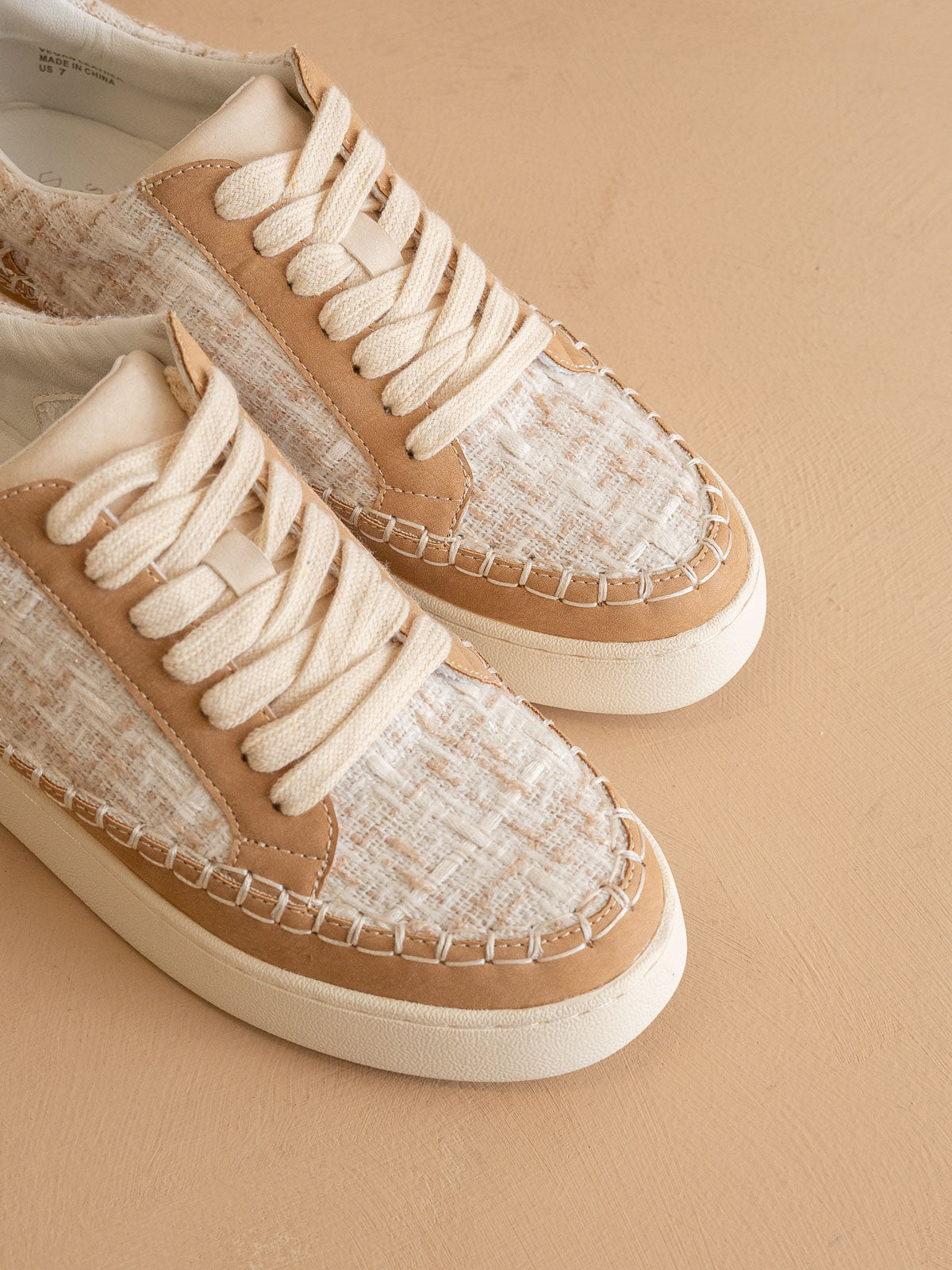 The Janie | Camel Tweed Wrapped Low Tops