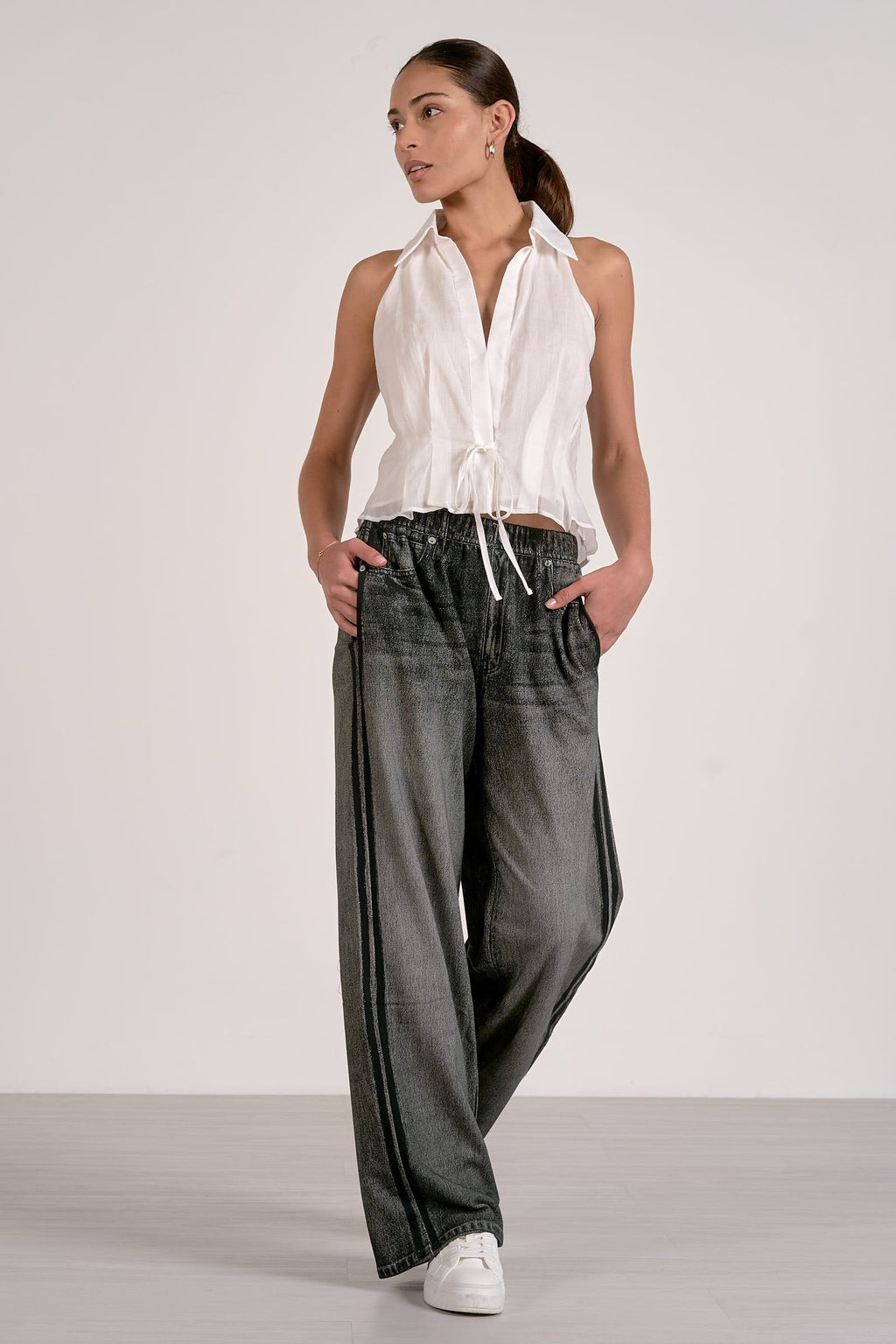 Jojo Denim Track Sweatpants Charcoal