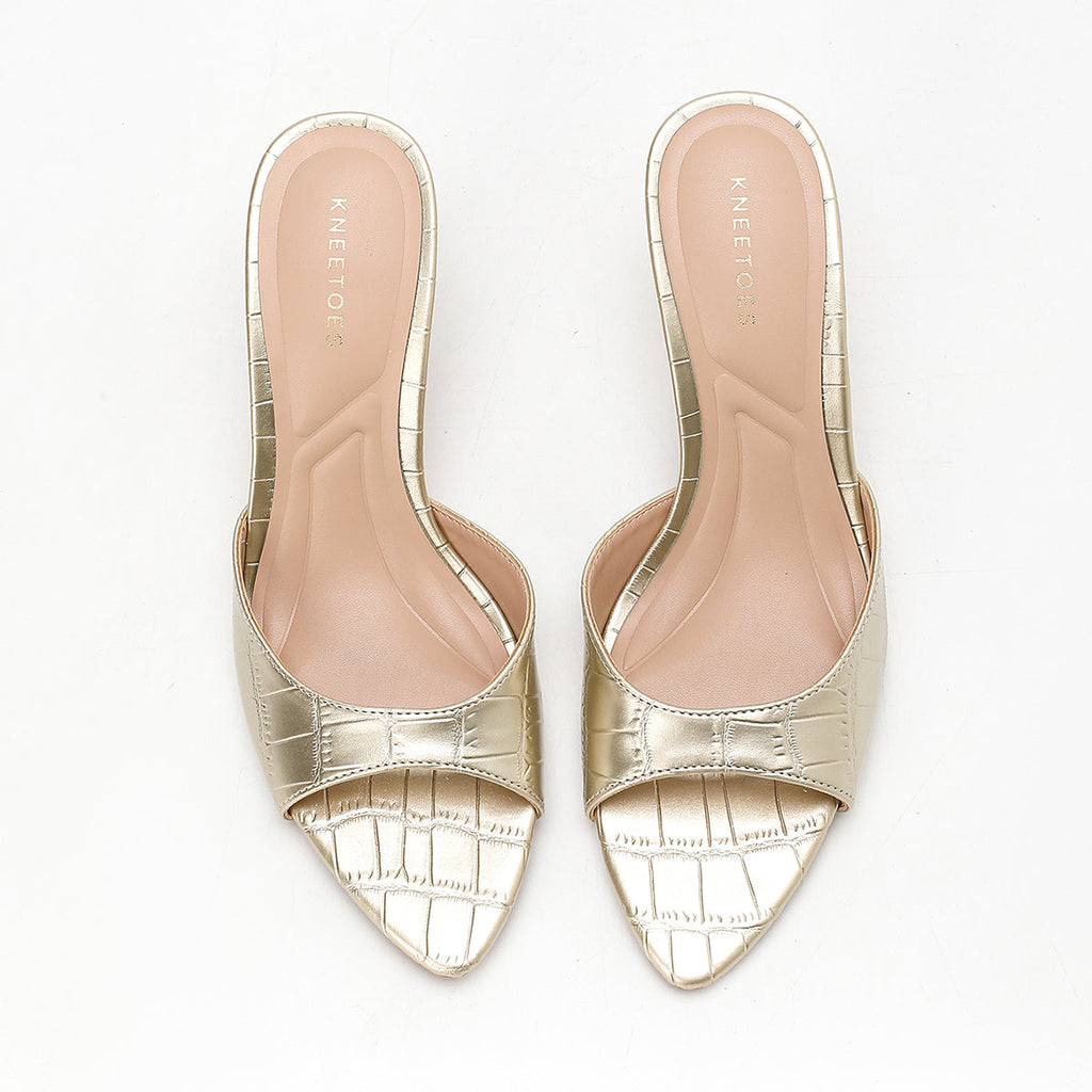 Orlina Gold Mule Heels