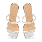 Evara Silver Kitten Heels