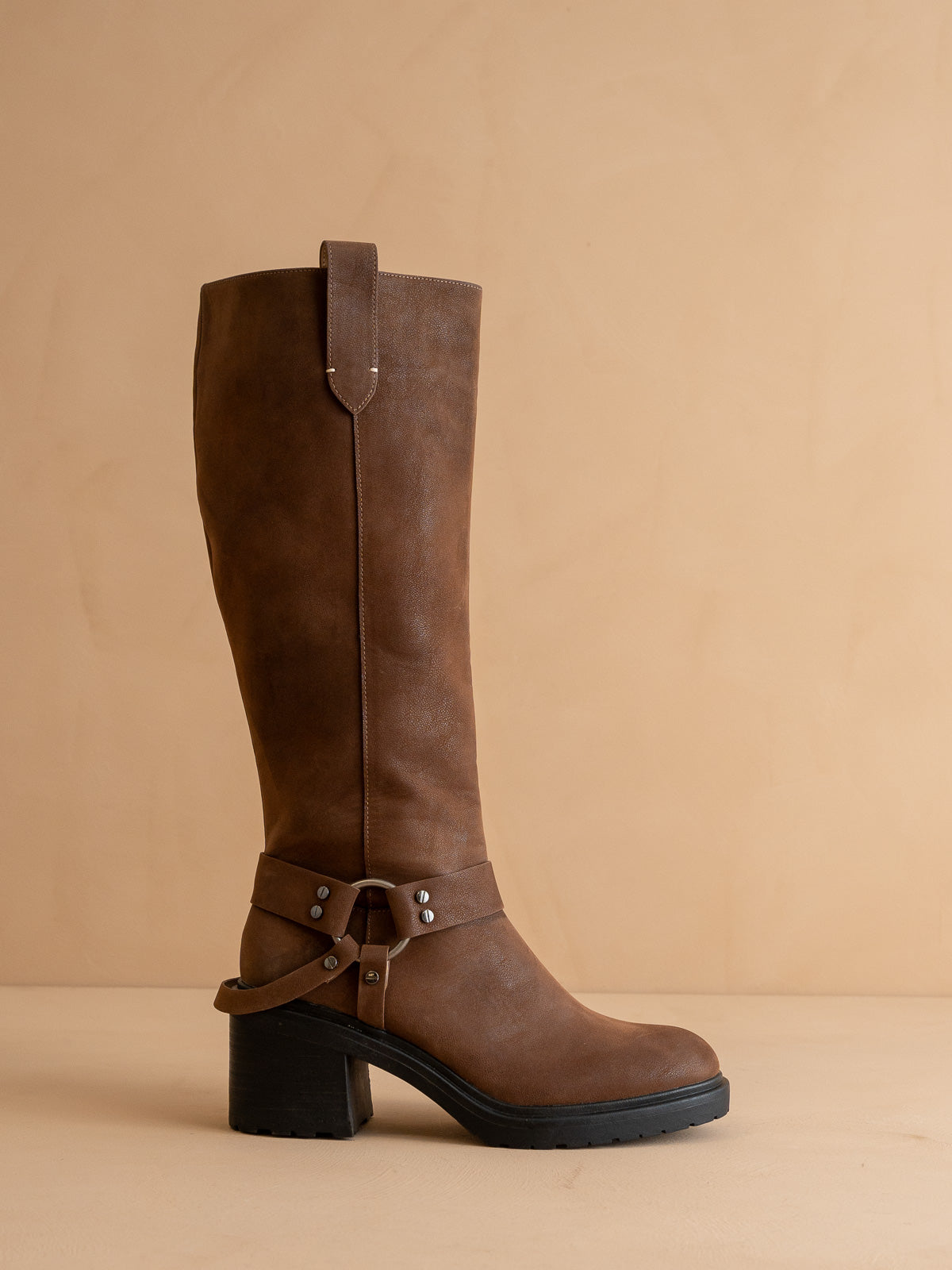 The Leanne | Coffee Moto Knee High Boot