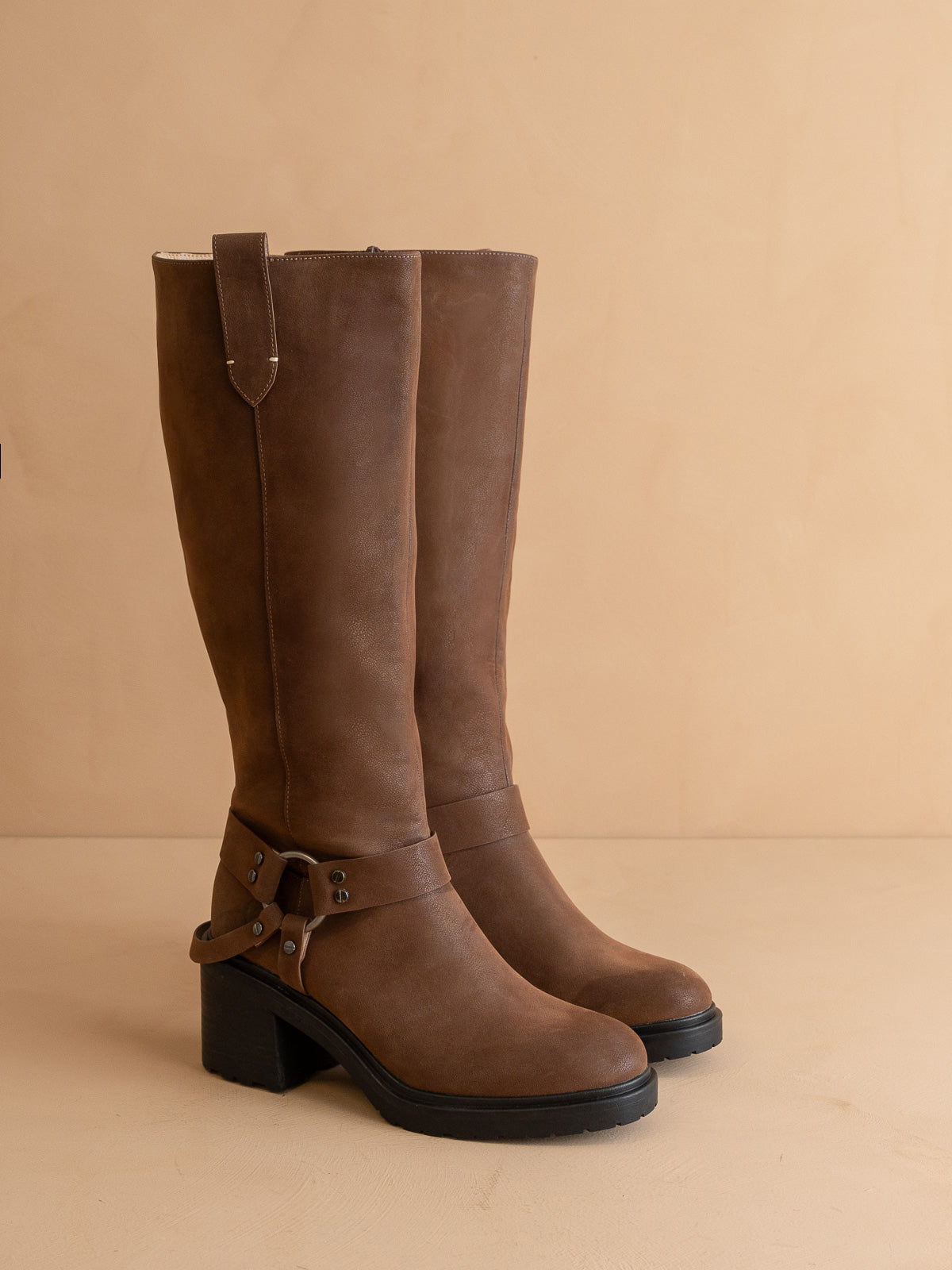 The Leanne | Coffee Moto Knee High Boot