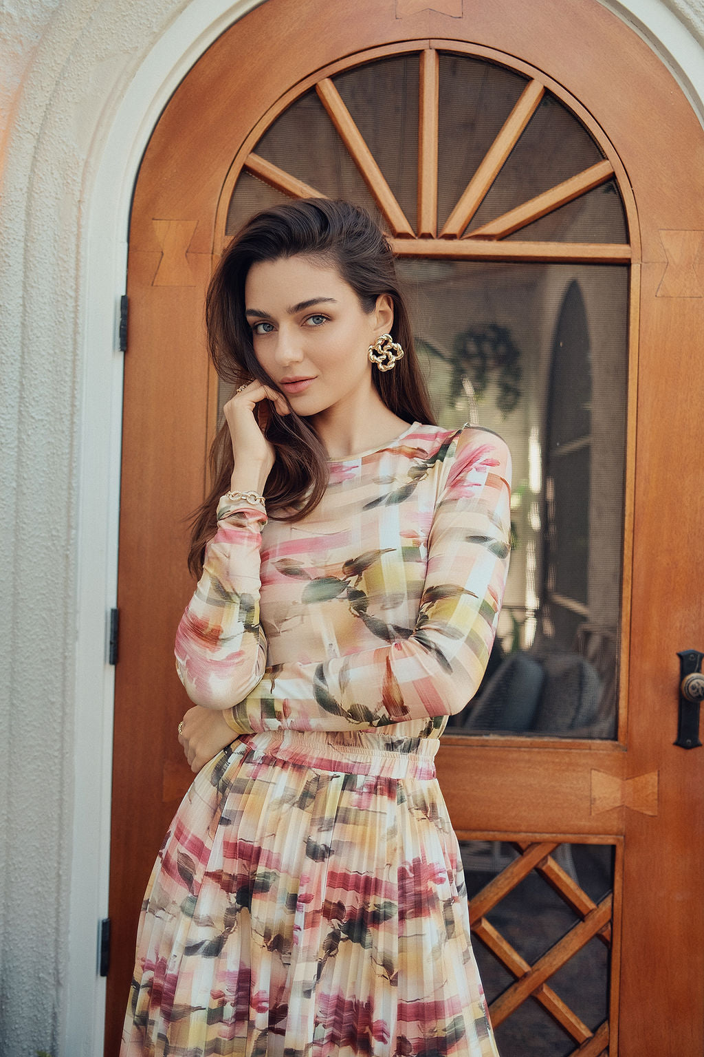 Printed Long Sleeve Tee – Pixel Floral