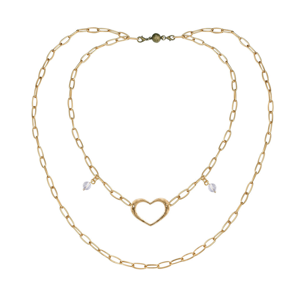 Love Open Heart Long Chain Necklace