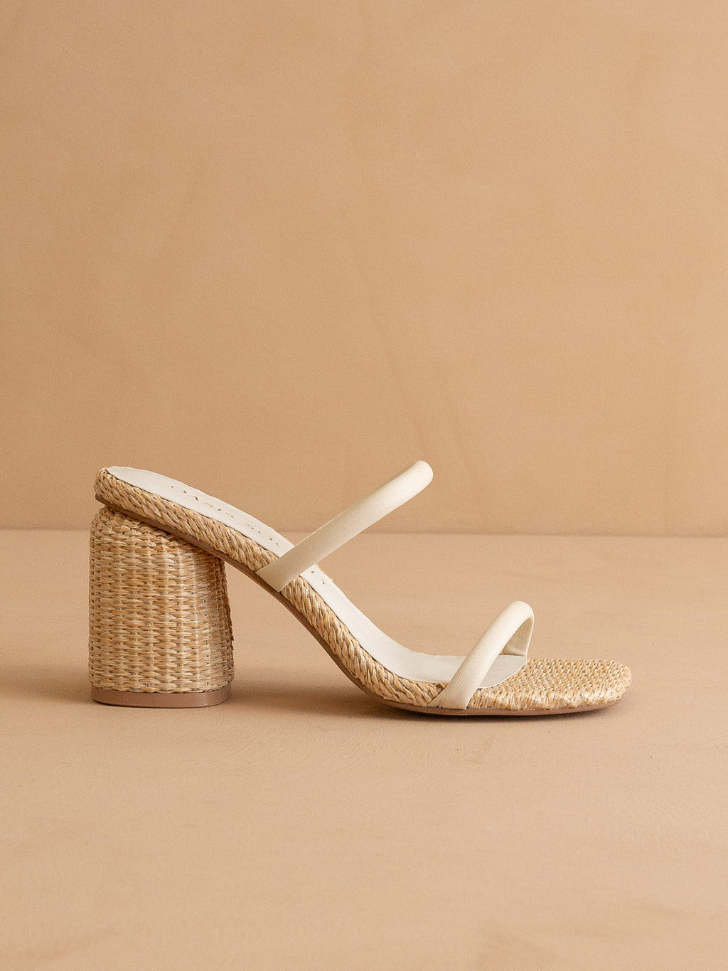 The Margaret | Beige Rattan Heel