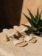 The Margaret | Beige Rattan Heel