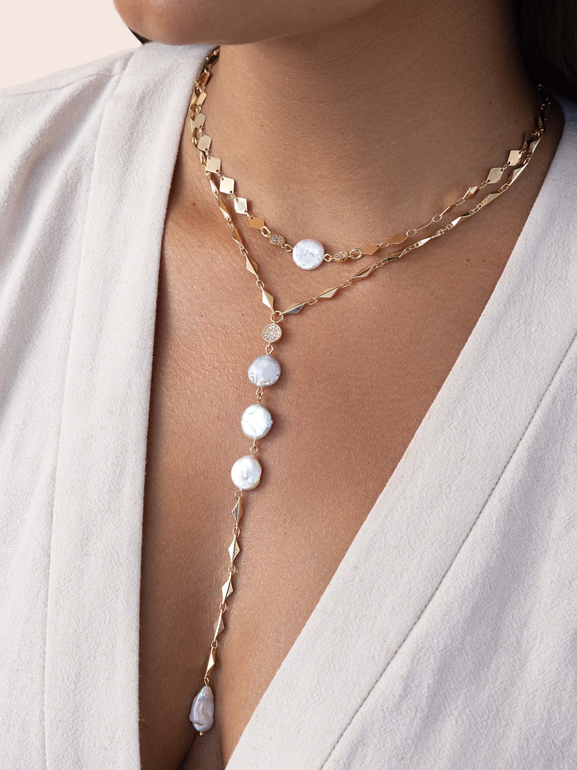 Dreamin' Freshwater Pearl Lariat Set