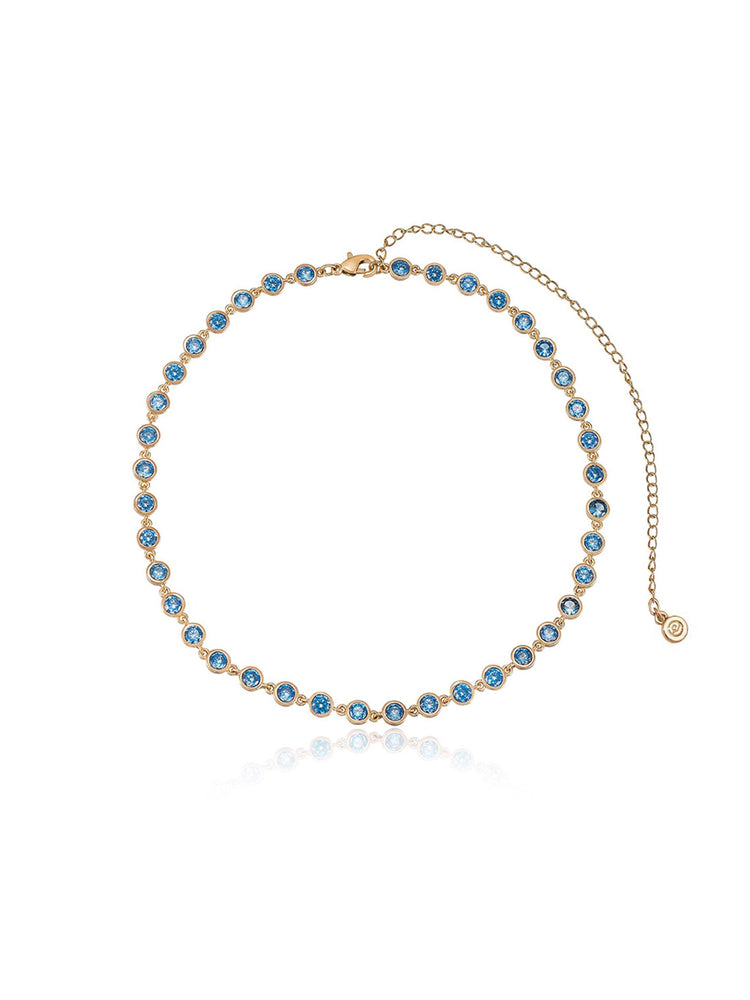 Crystal Disc and Link Necklace