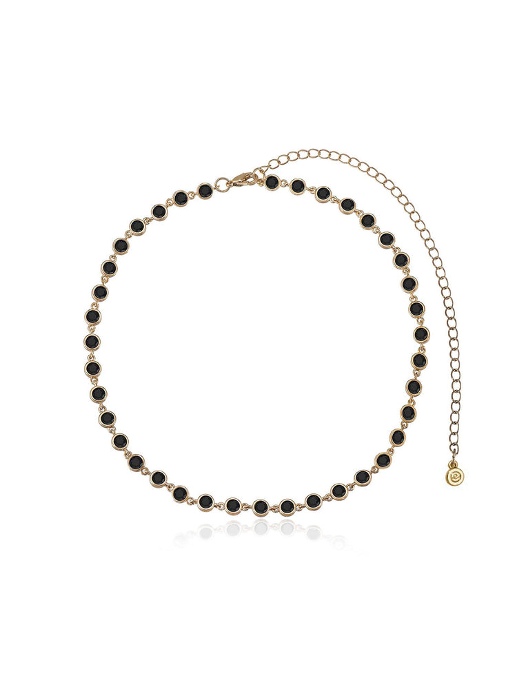 Crystal Disc and Link Necklace