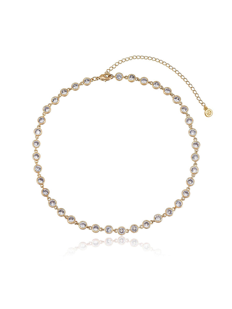 Crystal Disc and Link Necklace