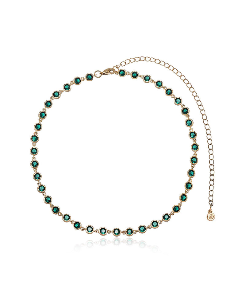 Crystal Disc and Link Necklace