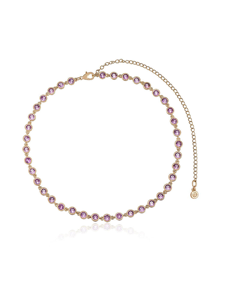 Crystal Disc and Link Necklace