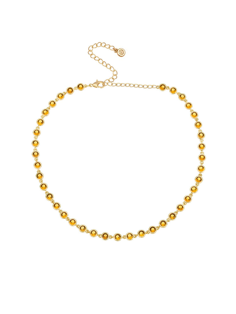 Crystal Disc and Link Necklace