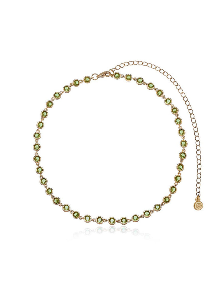 Crystal Disc and Link Necklace