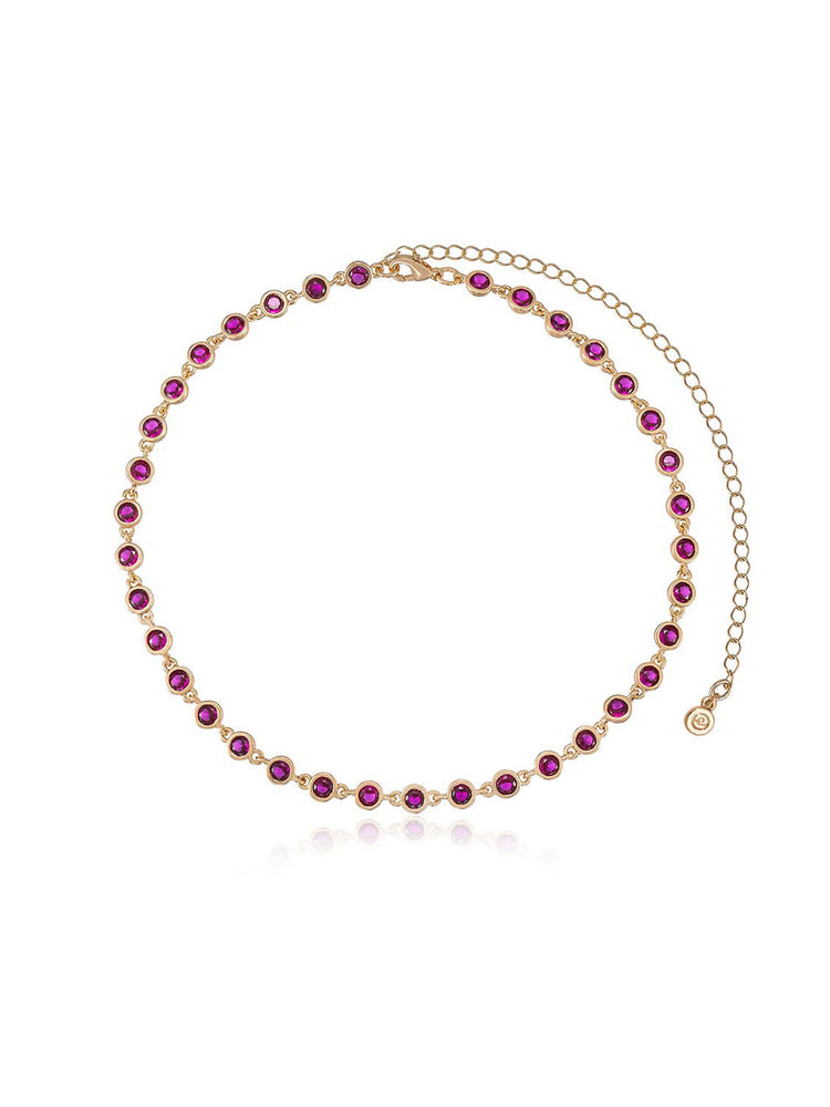 Crystal Disc and Link Necklace
