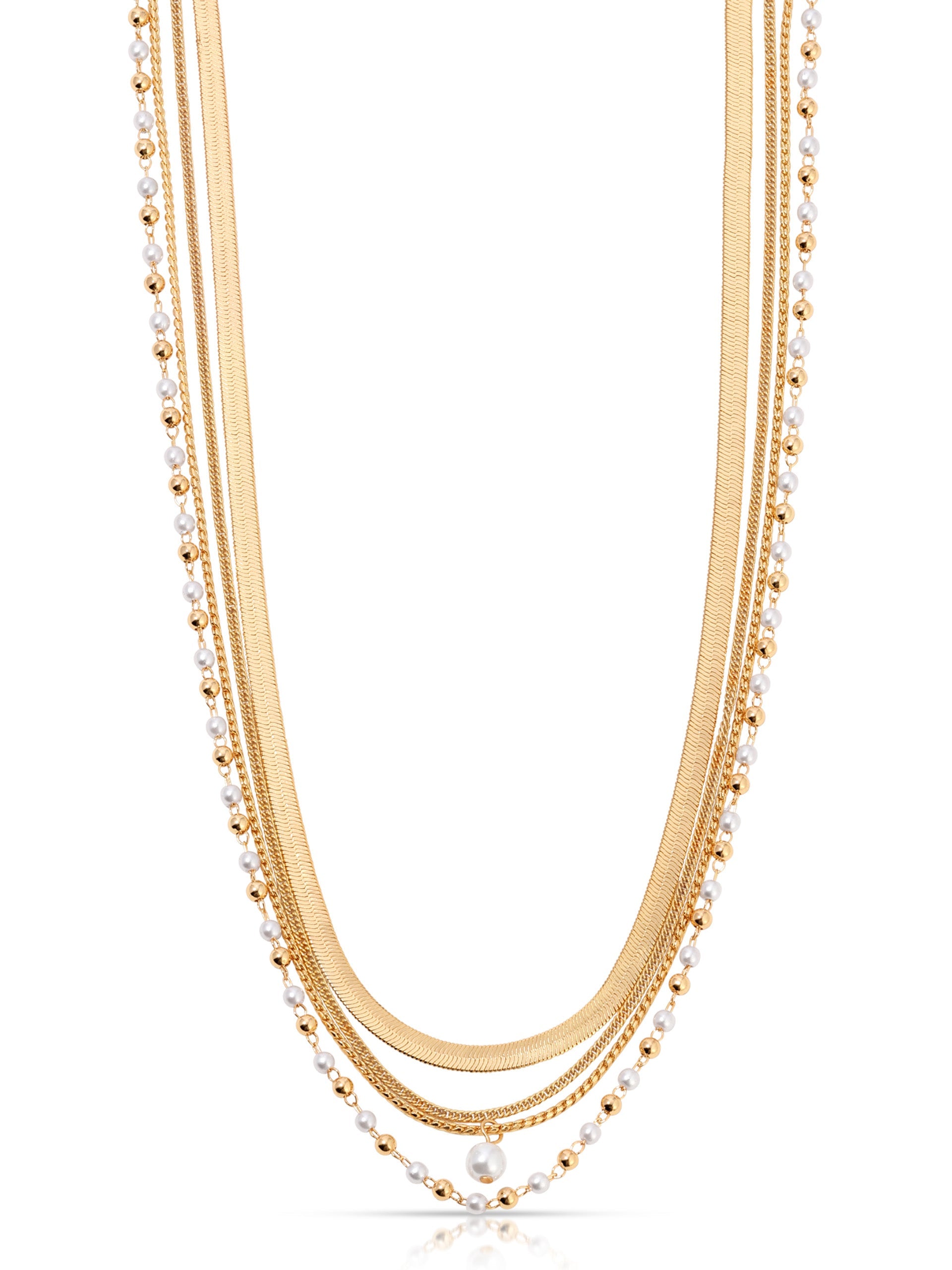 All the Chains Pearl Layered Necklace