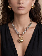 Locked in Mixed Metal Heart Necklace