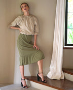 NORMA Recycled Ruffle Jacket, in Beige