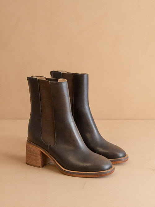 The Olivia | Espresso Chelsea Heel Boots