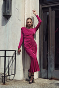Valerie Midi Dress- Fuchsia