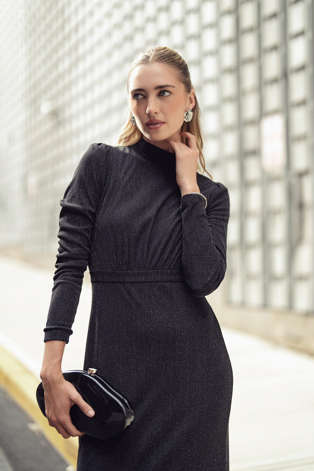 Olivia Midi- Black Shimmer