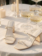 The Wendy | Beige Double Strap Bow Heels