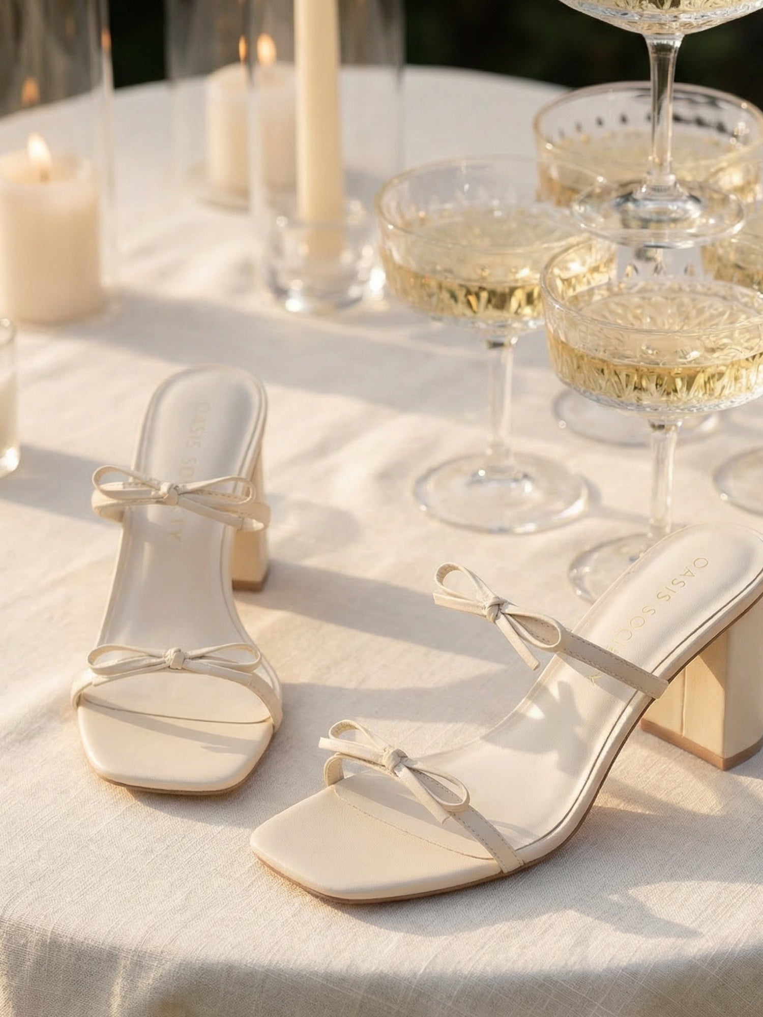 The Wendy | Beige Double Strap Bow Heels