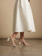 The Wendy | Beige Double Strap Bow Heels