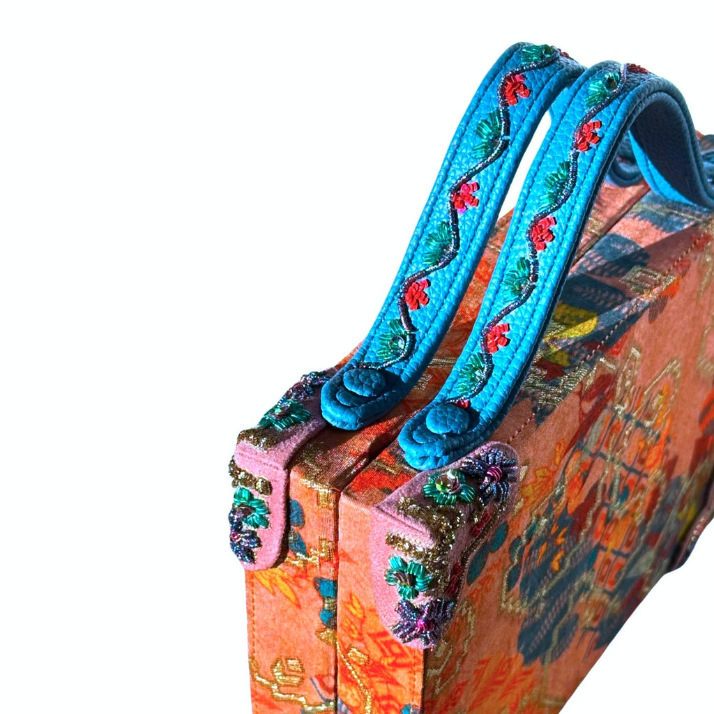 Pink Brocade Briefcase Bag