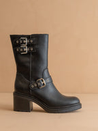 The Rider | Black Mid-Calf Moto Boot * FINAL SALE *