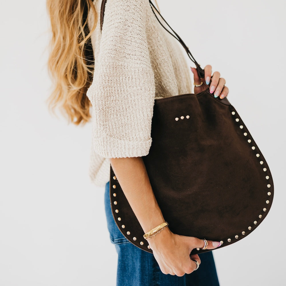 Rosalie Rivet Suede Hobo Bag