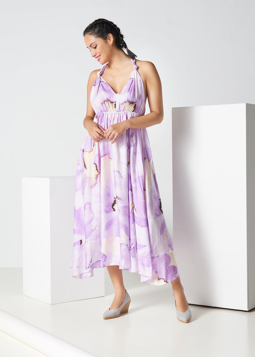 Roses Canvas V Cut Espadrille Wedges