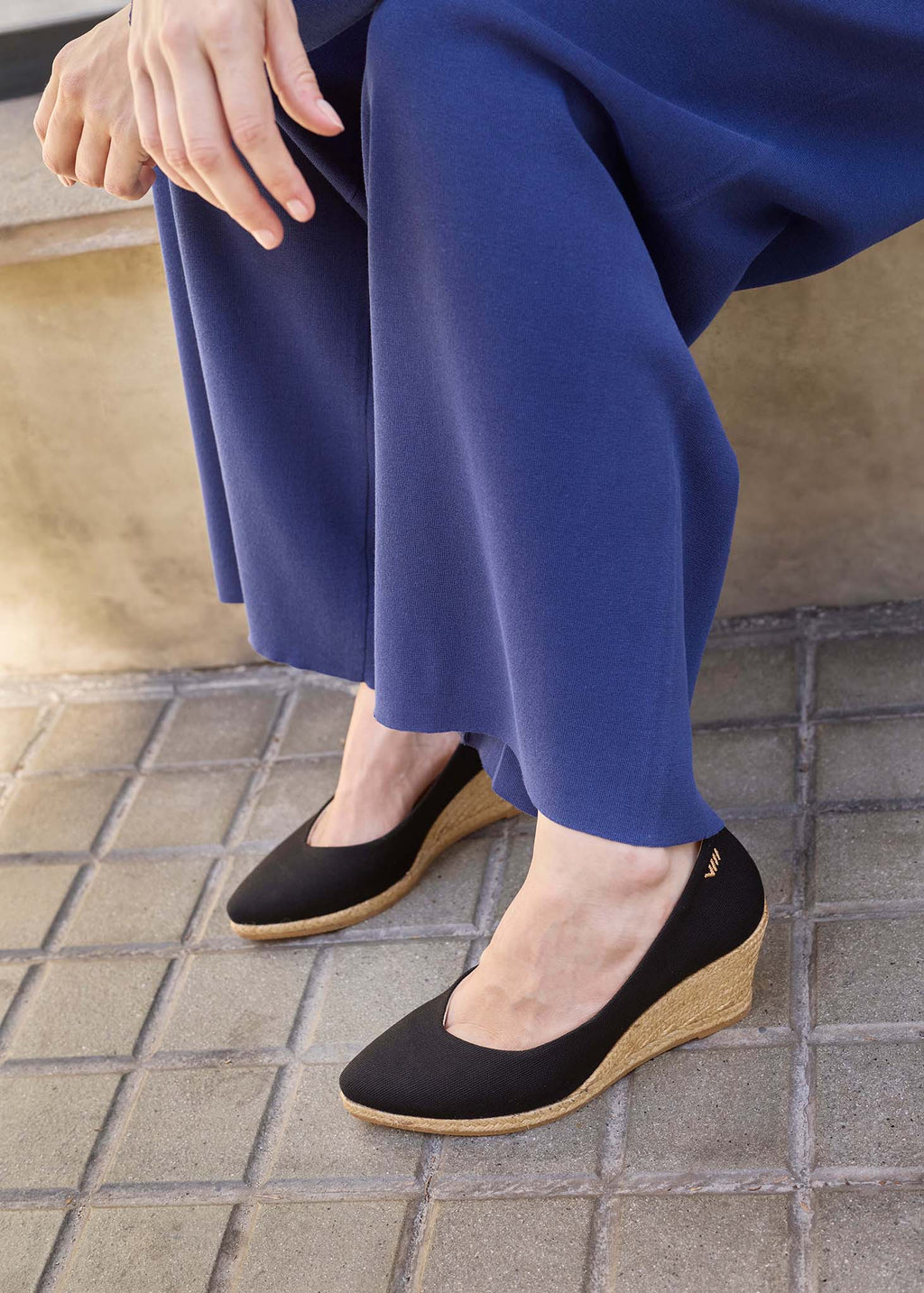 Roses Canvas V Cut Espadrille Wedges