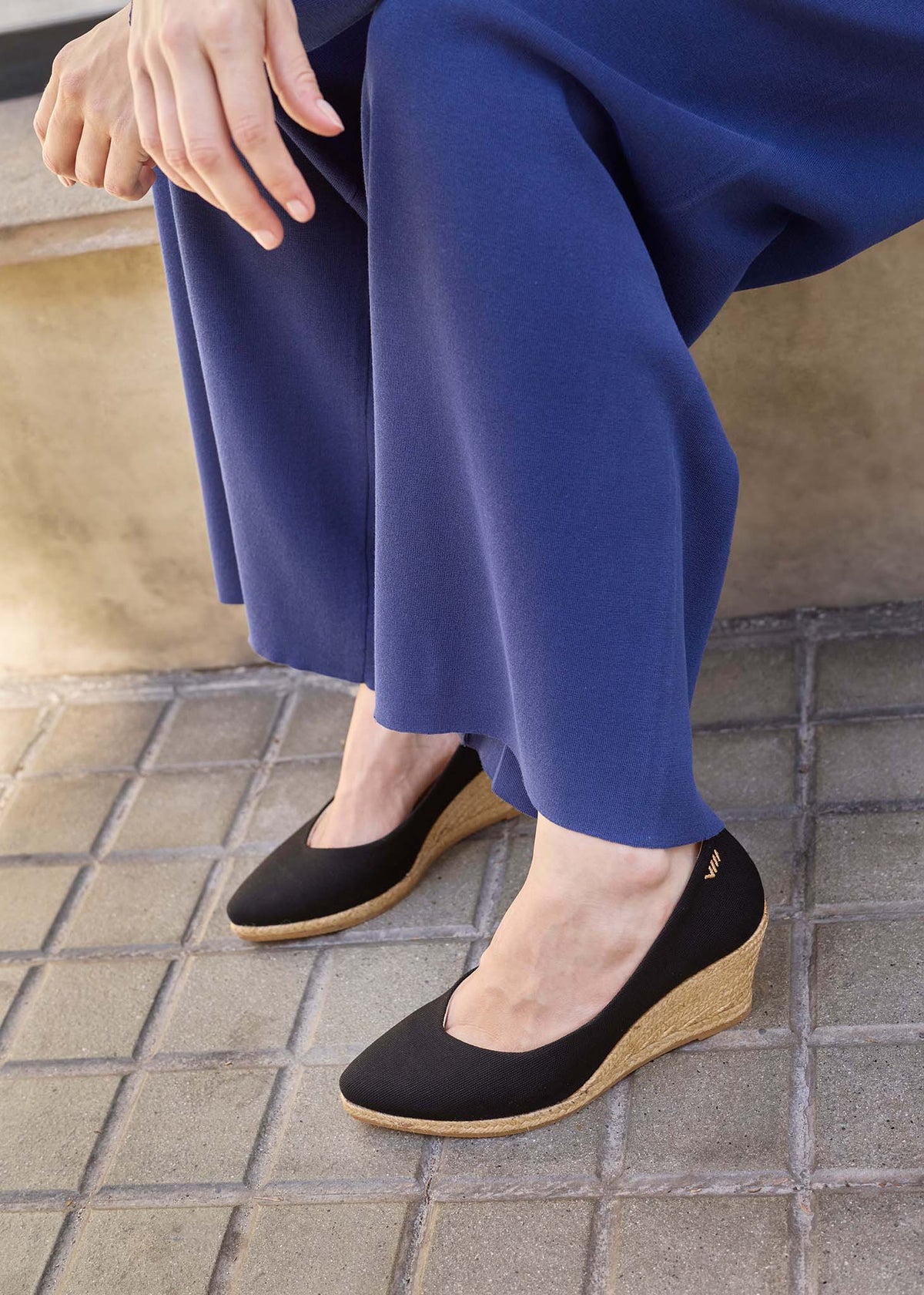 Roses Canvas V Cut Espadrille Wedges