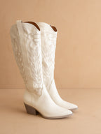 The Samara | White Knee High Cowgirl Boot