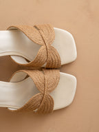 The Santiago | Toffee Raffia Block Heel