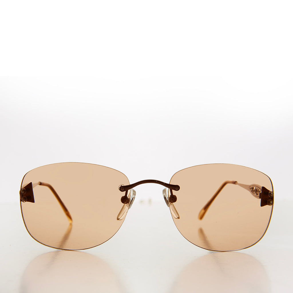 Tinted Rimless 90s Vintage Sunglasses - Vesper