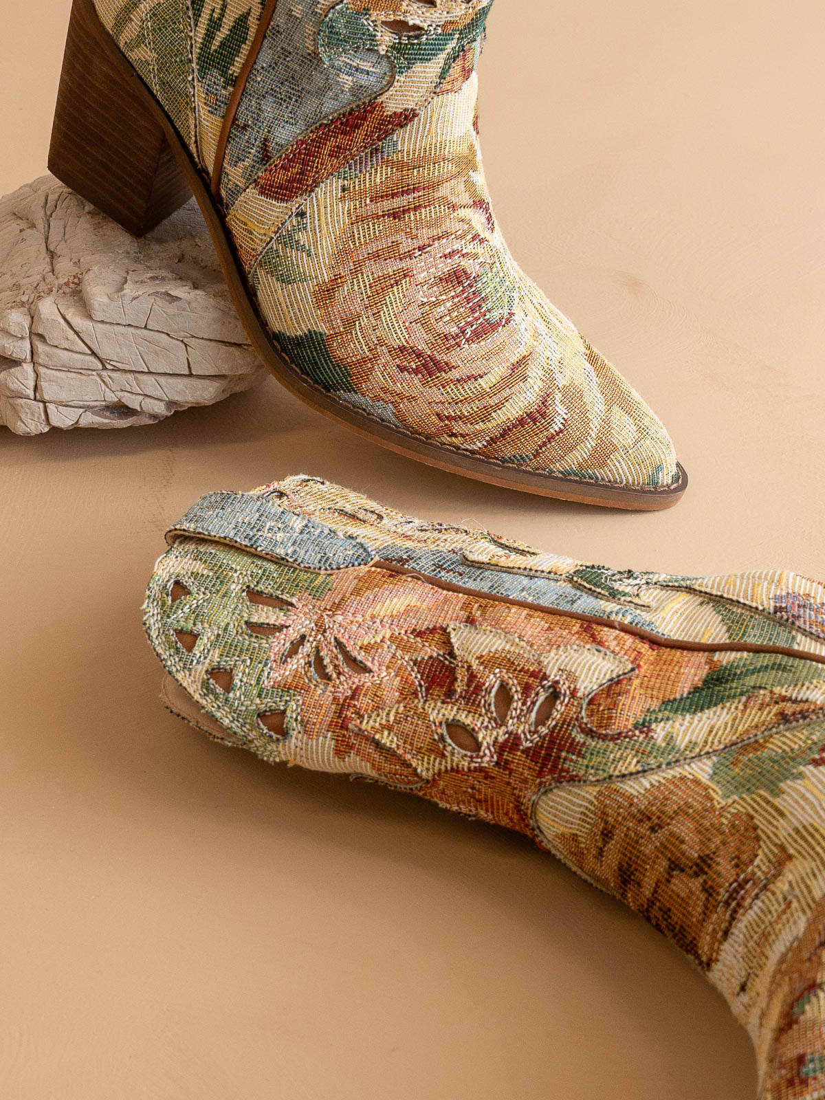 The Sorrel | Vintage Floral Print Western Cowgirl Bootie