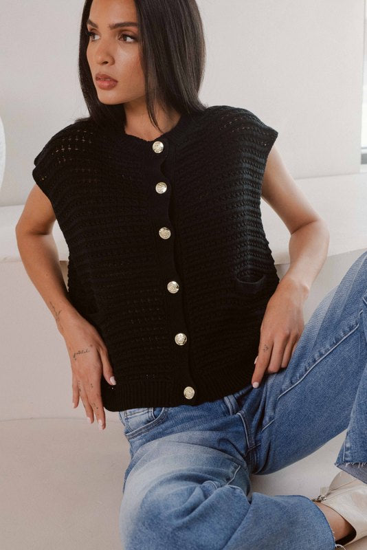 Ayla Sweater Vest Black