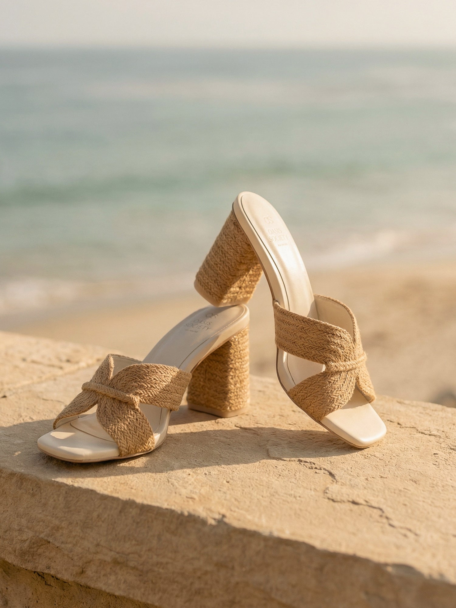The Santiago | Toffee Raffia Block Heel