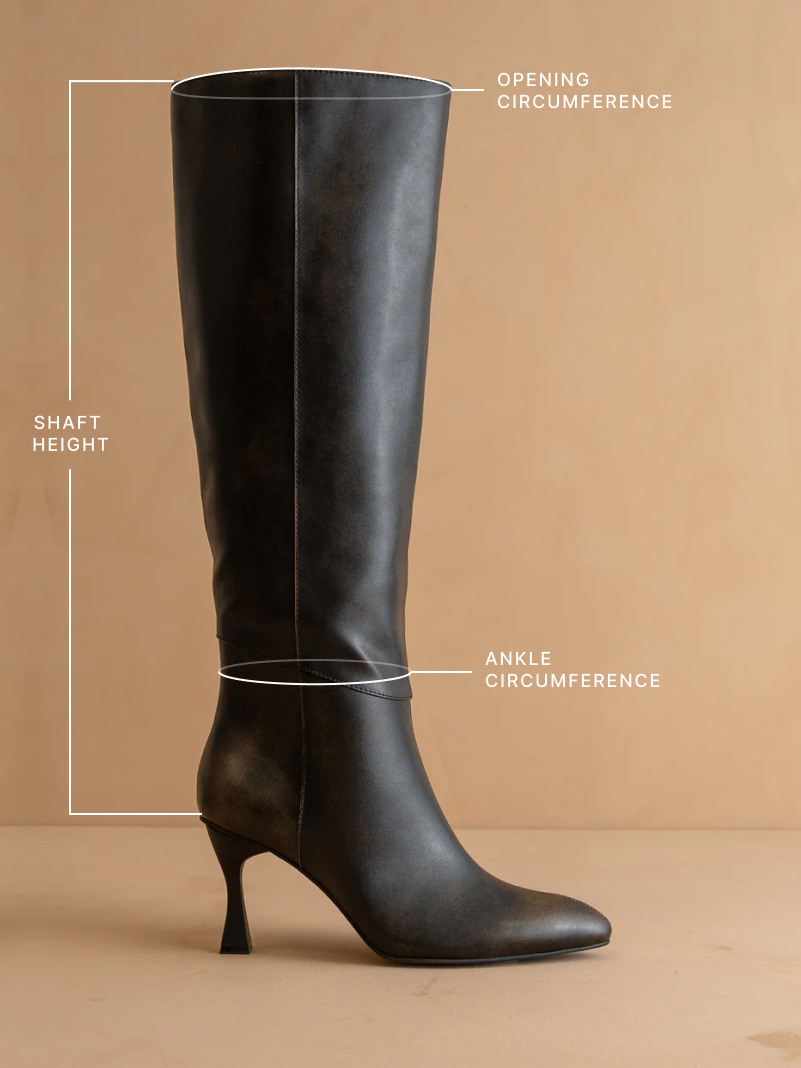 The Lexington | Distressed Black Brown Pointed Toe Knee High Boot