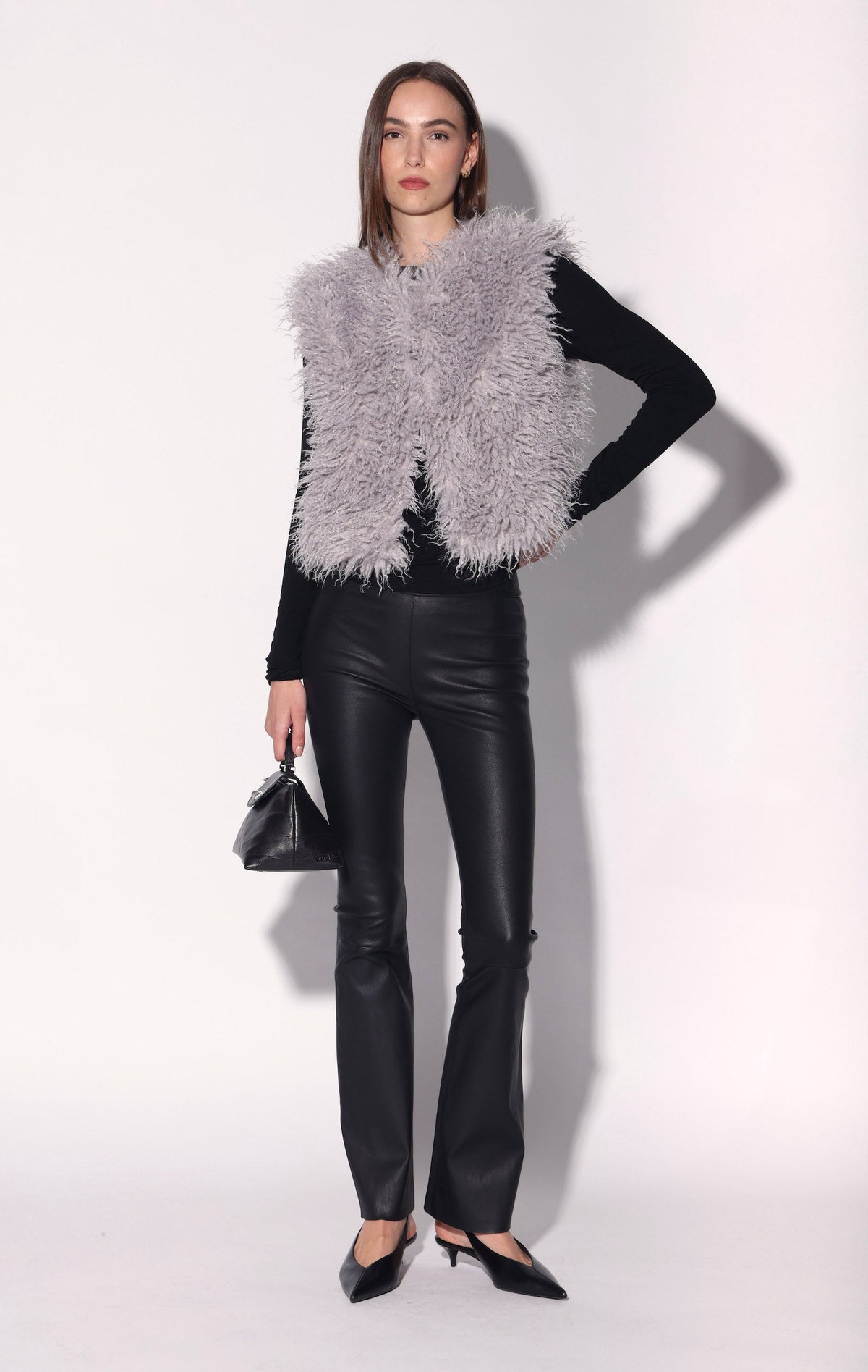 Bellamy Vest, Light Grey Faux Fur
